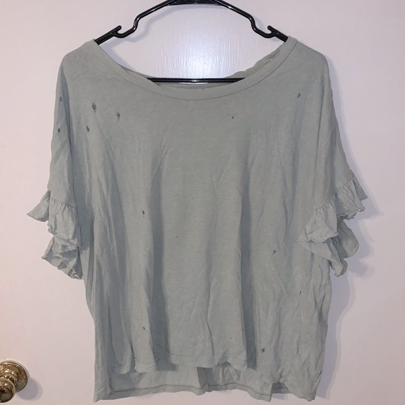 American Eagle Outfitters Tops - Light green relaxed fit distressed tee